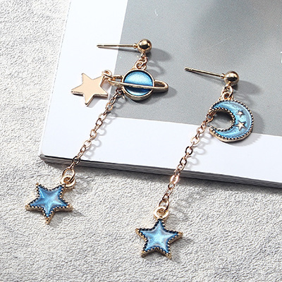 Cosmos Pattern Drop Ear Dangle Fashion Earrings for Women Party Jewelry Gift