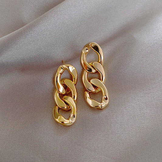 Flat Chain Rings Drop Dangle Earrings Women Jewelry Gift for Her Accessories