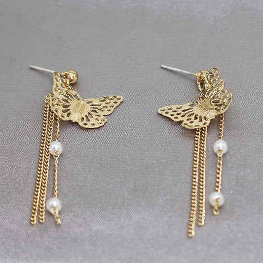 Butterfly Chain Tassel Stud Earrings for Girls Women Stud Jewelry Gift