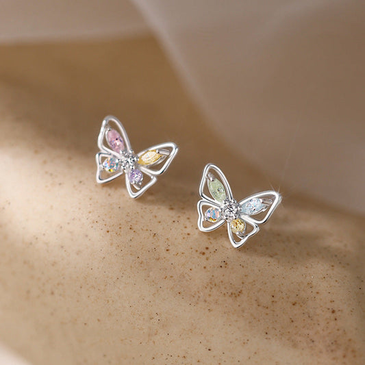 Cute Colorful Crystals Stud Earrings Women Fashionable Luxurious Earrings