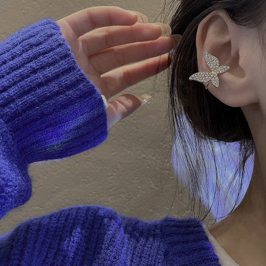 1pc Crystal Butterfly Ear Cuff Earring Fashion Jewelry for Girls Women Gift