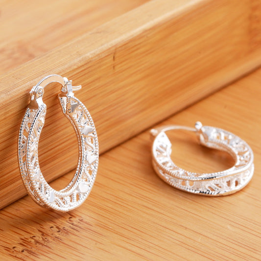 Hollow Textured Design Hoop Earrings Jewelry Accessories Girls Fashion Accessory