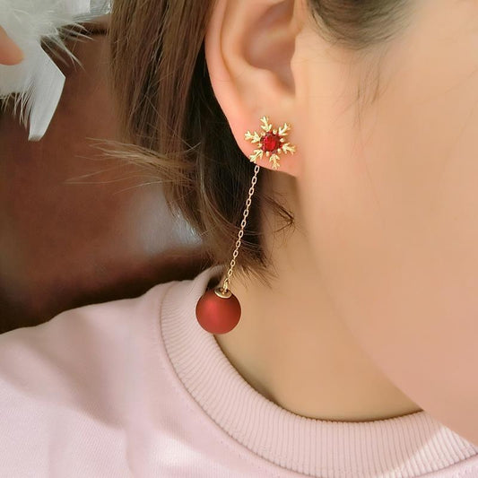 Red Snowflake Dangle Earrings Cute Summer Earring Jewelry Gift for Her
