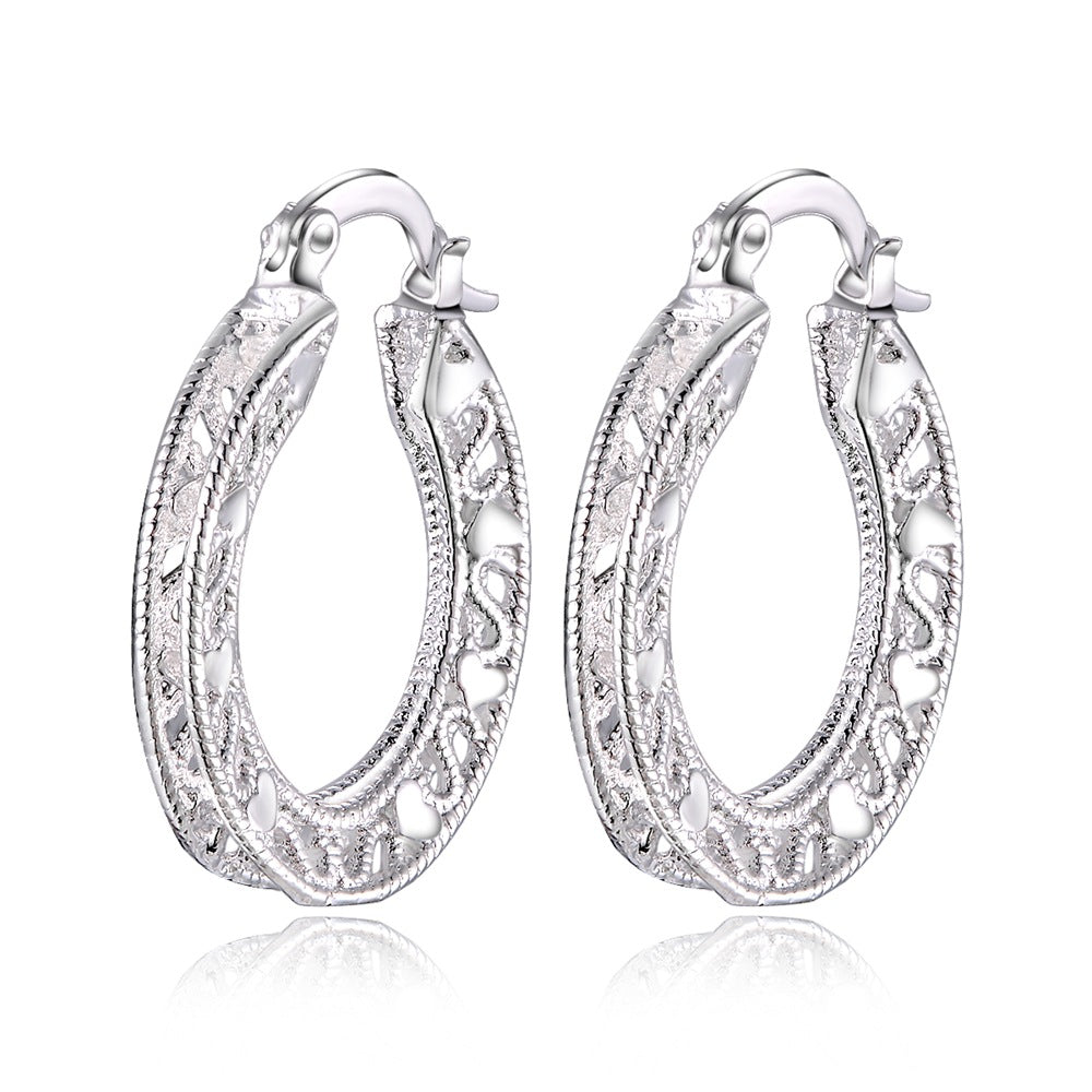 Hollow Textured Design Hoop Earrings Jewelry Accessories Girls Fashion Accessory