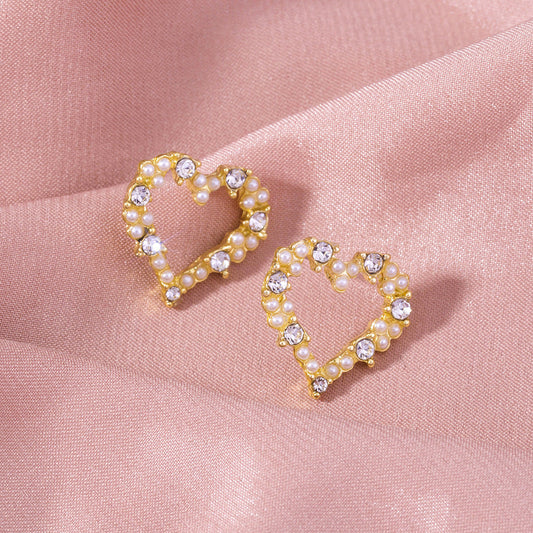 Designed Heart Stud Earrings Women Charm Stud Jewelry Birthday Holiday Gifts