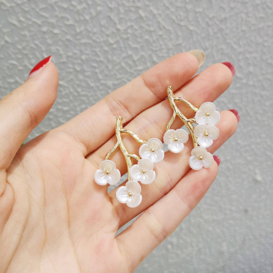 Blossom Branch Stud Earrings Fashion Jewelry for Girls Women Gift Accessories