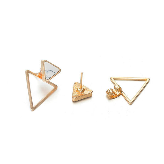 Marbled Design Triangle Ear Drop Earrings Dangle Women Fashion Jewelry Gift for