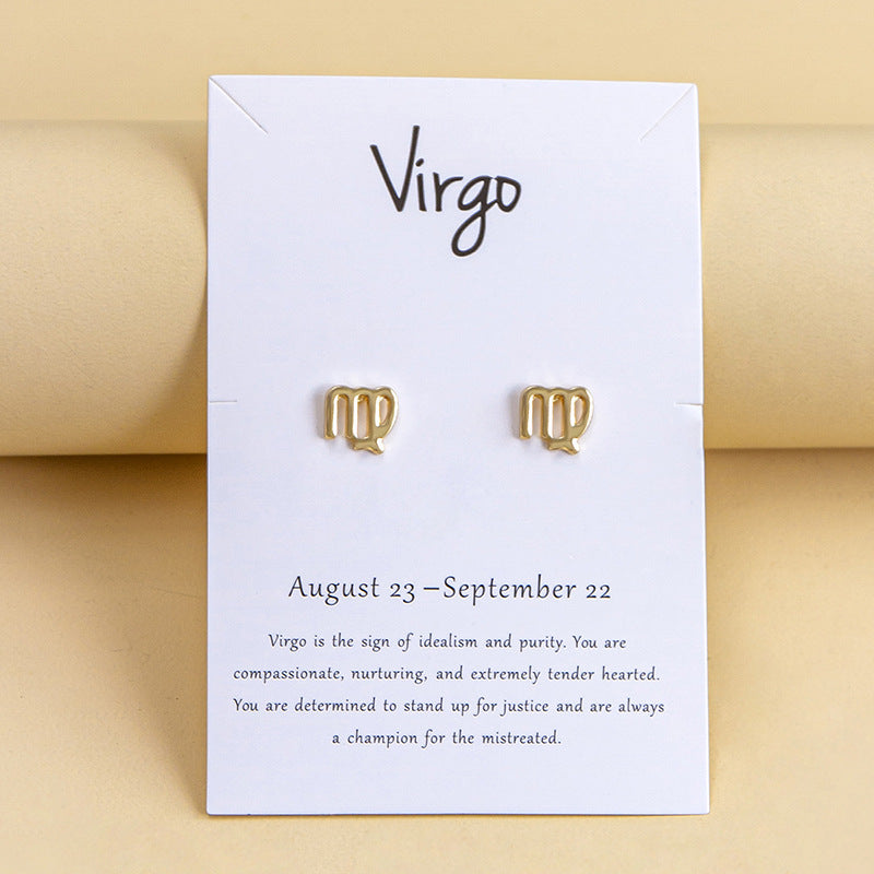 Twelve Constellation Earrings Gold And Silver 12 Zodiac