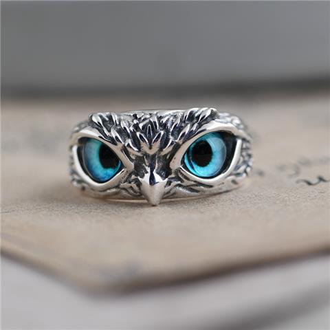 Fashion Vintage Demon Eye Owl Ring For Women Retro Animal Ring Silver Color Jewelry