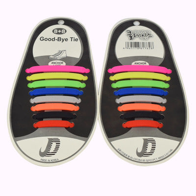 16pcs Silicone Shoelaces Elastic Shoe Laces