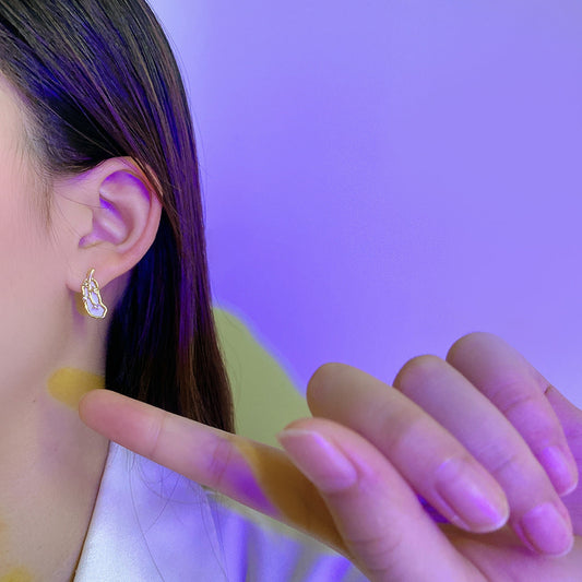 Feather Design Stud Earrings Women Fashionable Luxurious Earrings Jewelry