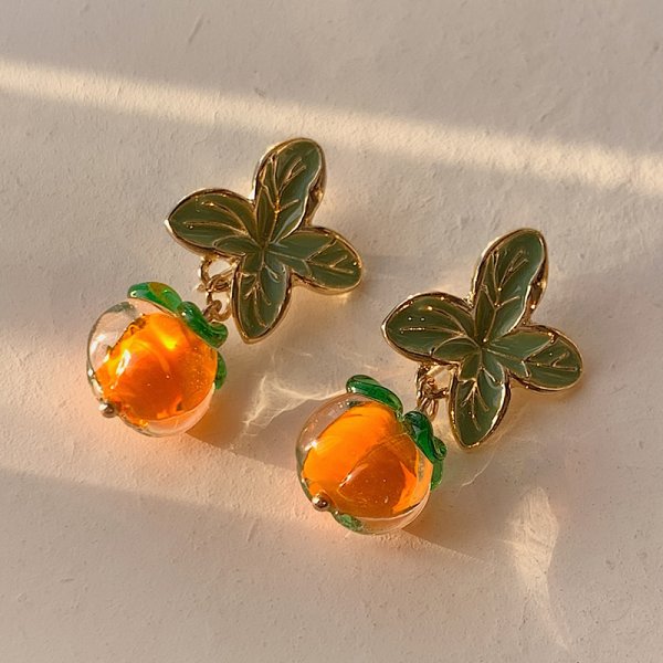 Peach Stud Earrings Women Ear Accessory Jewelry Birthday Party Gift