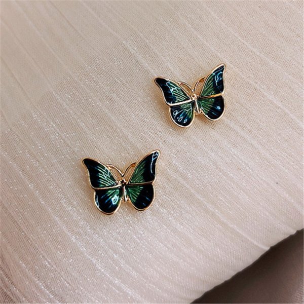 Black Colored Butterfly Stud Earrings Women Ear Accessory Jewelry Birthday Party