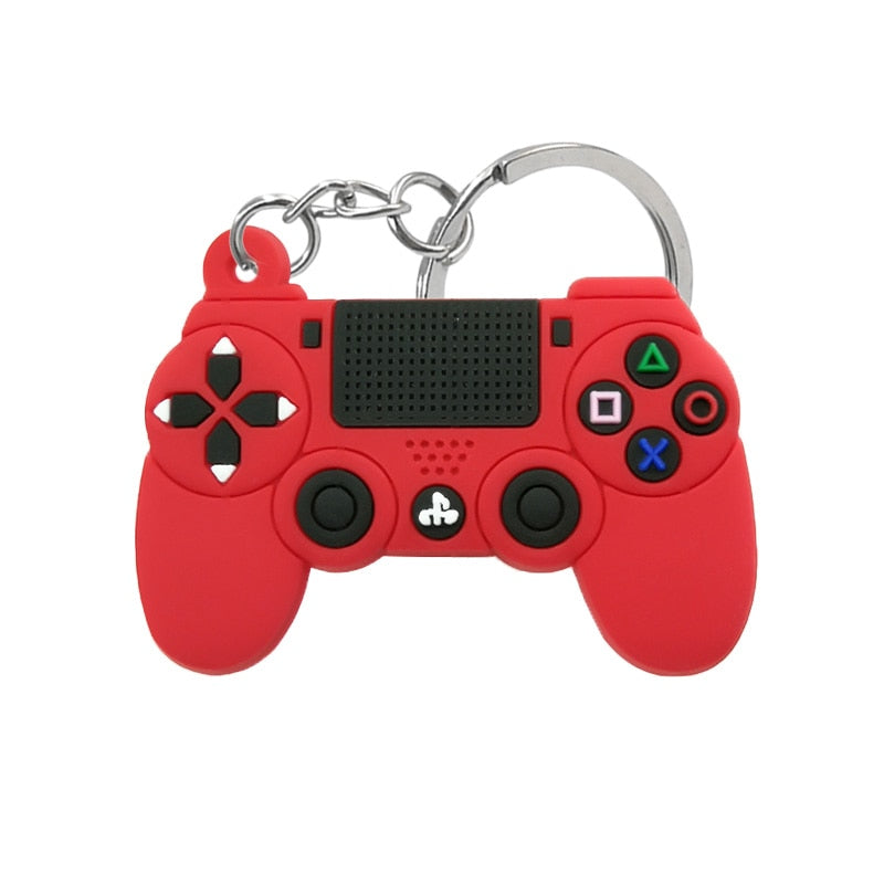 Classic Red Gamepad PVC Keyring Cute Cartoon Style Keychains Bag Car Pendant