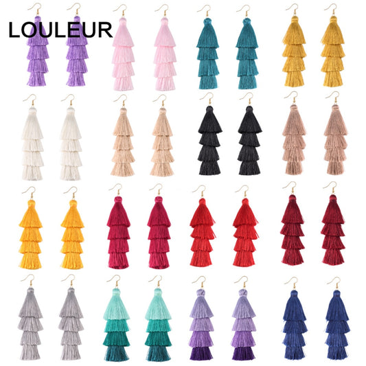 39 Styles 4 Layer Bohemian Multicolor Statement Tassel Dangle Earrings Women