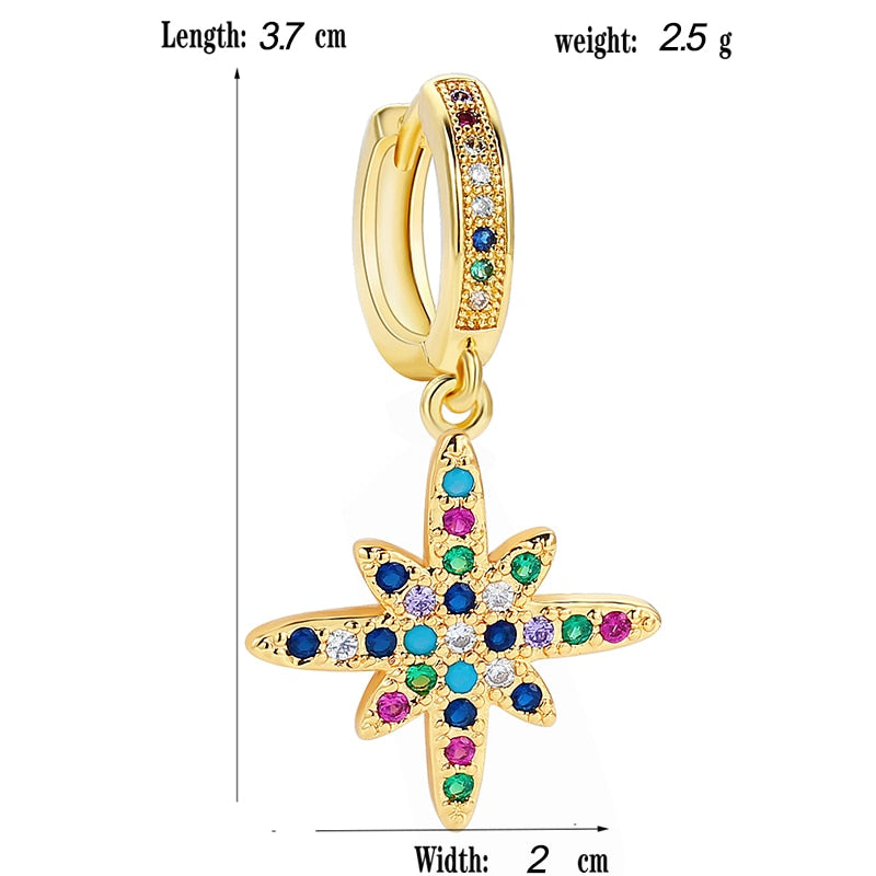 1pc Colorful Rhinestone Star Cartilage Earring Ear Piercing For Women Girl