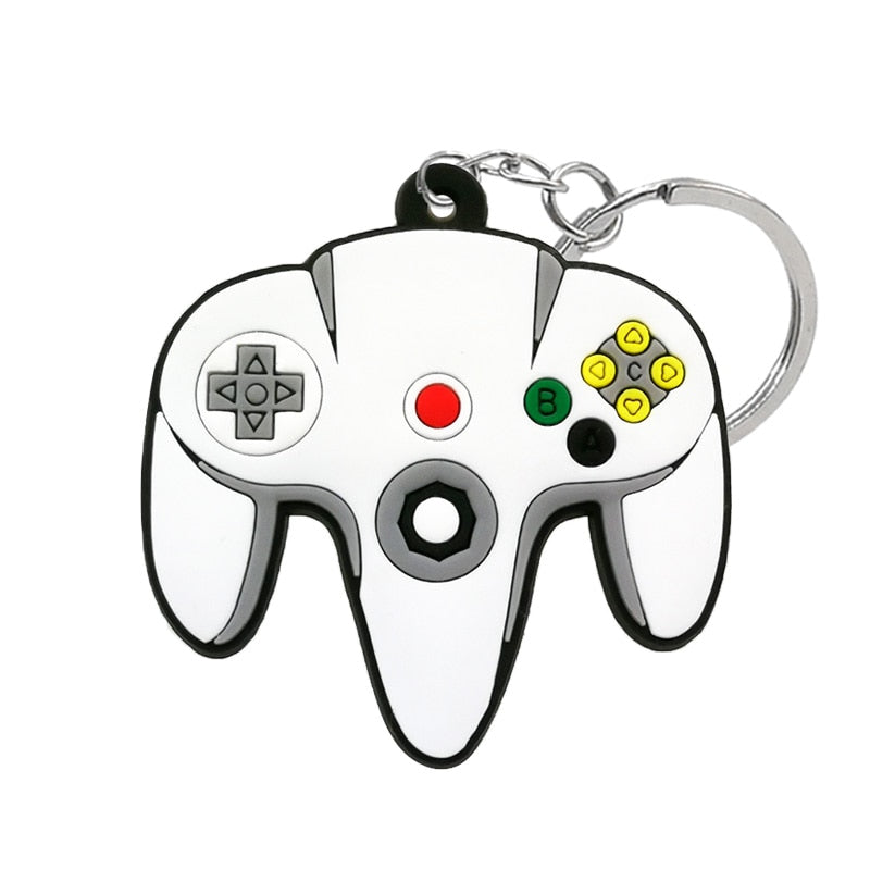Creative White Gamepad PVC Keyring Cute Cartoon Style Keychains Bag Car Pendant