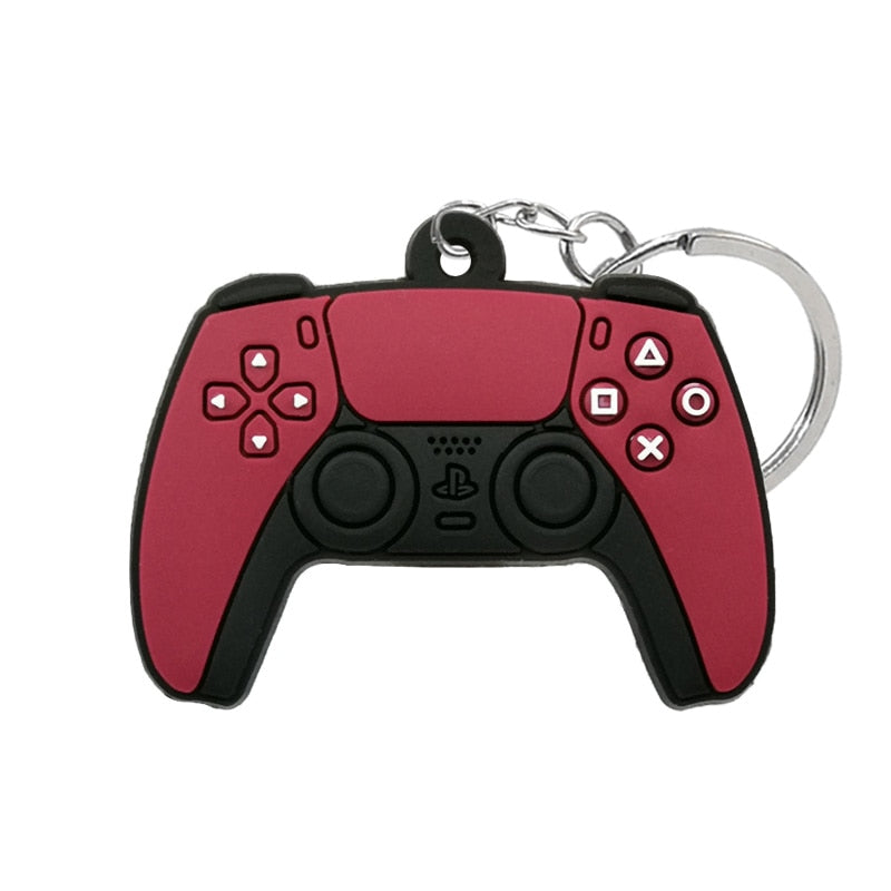 Burgundy Gamepad PVC Keyring Cute Cartoon Style Keychains Bag Car Pendant
