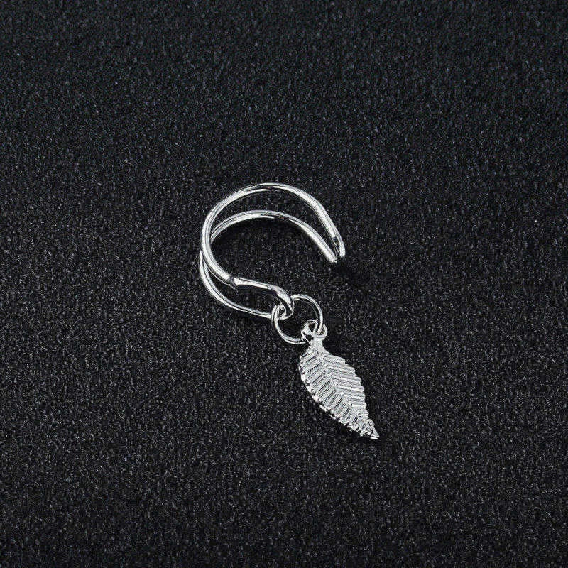 Feather Ear Cuff Stud Earrings Women Fashion Jewelry Party Wedding Earrings Gift