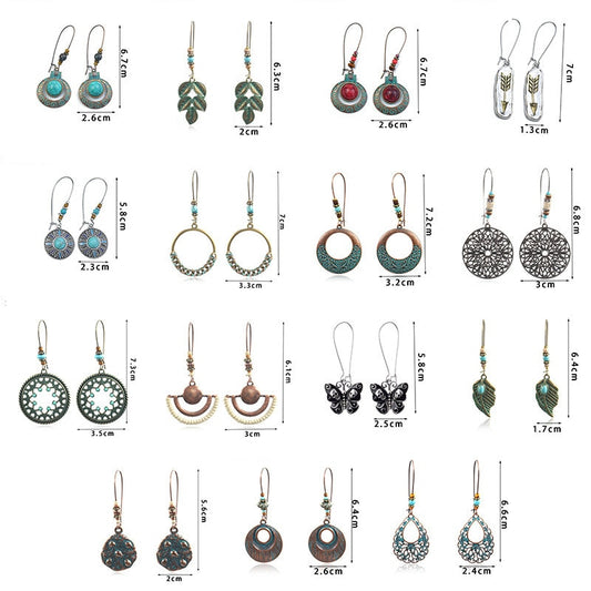 Red Turquoise Vintage Drop Charm Earrings For Women Girl Fashion Modern Jewelry