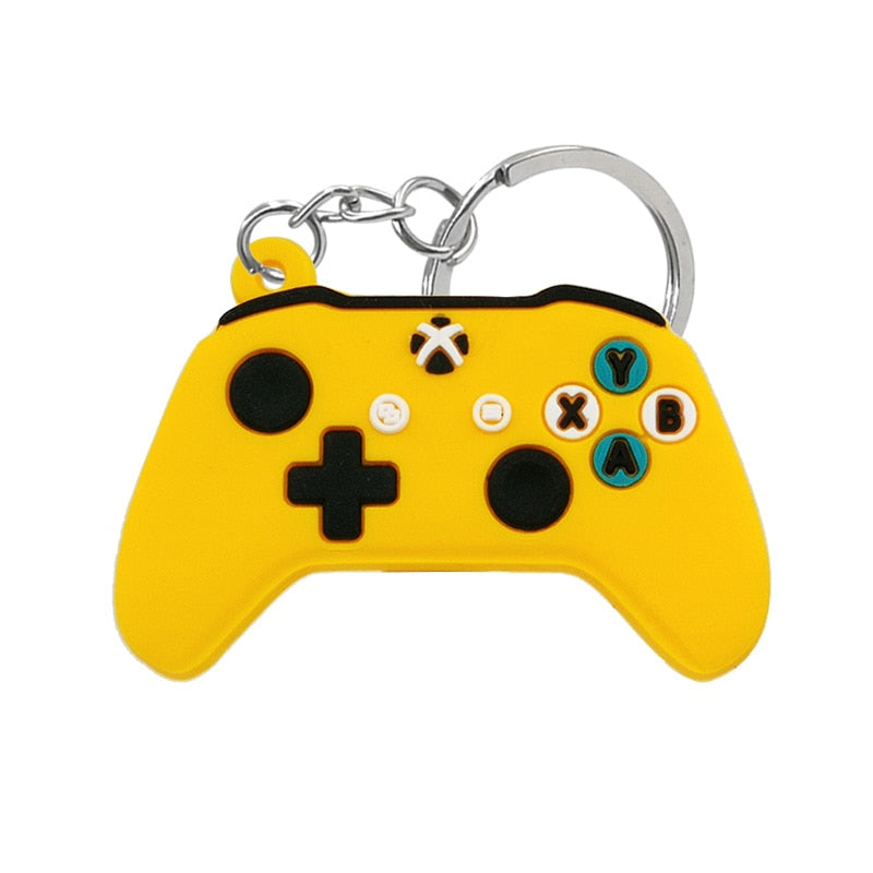 PVC Yellow Game Controller Keyring Cute Cartoon Style Keychains Bag Car Pendant