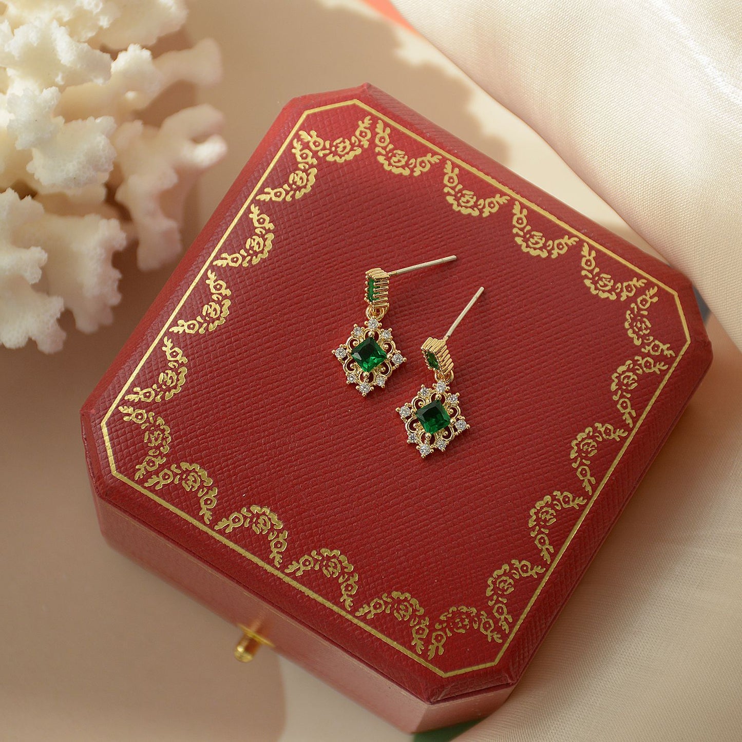 Minimalistic Green Pattern Drop Earrings Women Gifts Earring Cute Girls Eardrop