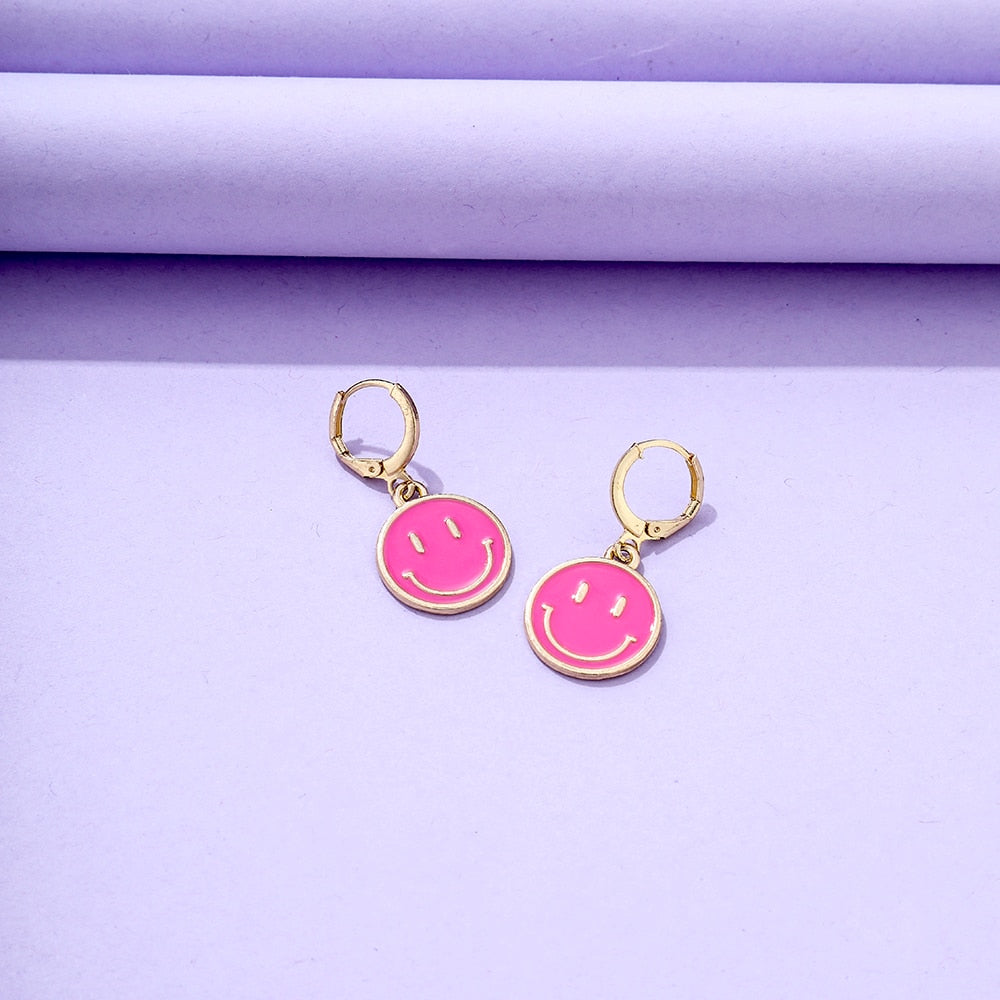 Pink Smile Pendant Drop Dangle Earrings Women Girl Fashion Trendy Jewelry