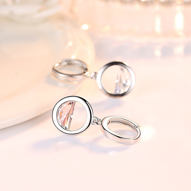 Half Full Crystal Drop Charm Earrings For Women Girl Fashion Modern Jewelry Gift