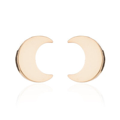 Gold-colored Moon Shape Stainless Steel Mini Stud Earring Ear Piercing Modern