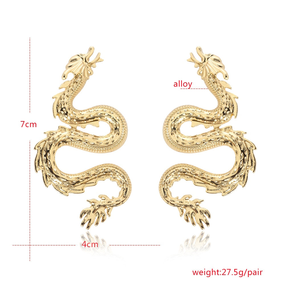Textured Dragon Drop Earrings Women Travel Fashion Cartoon Earrings Creative
