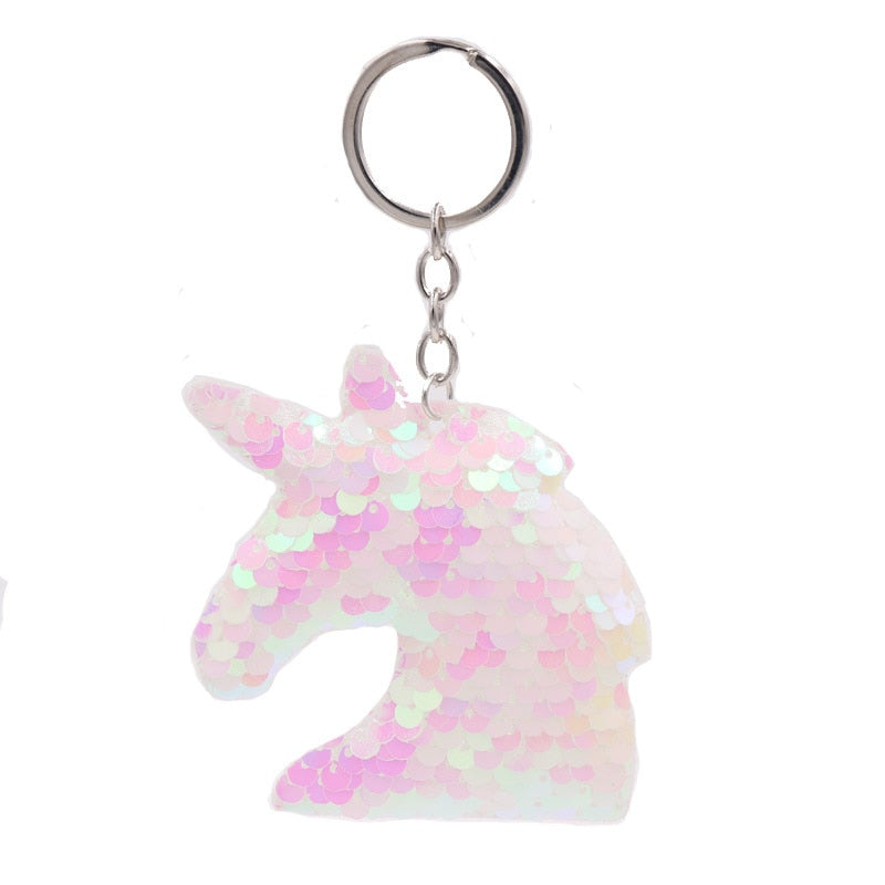 Holographic Unicorn Horse Sequin Keychain Sparkling Love Keyring Women Shoulder
