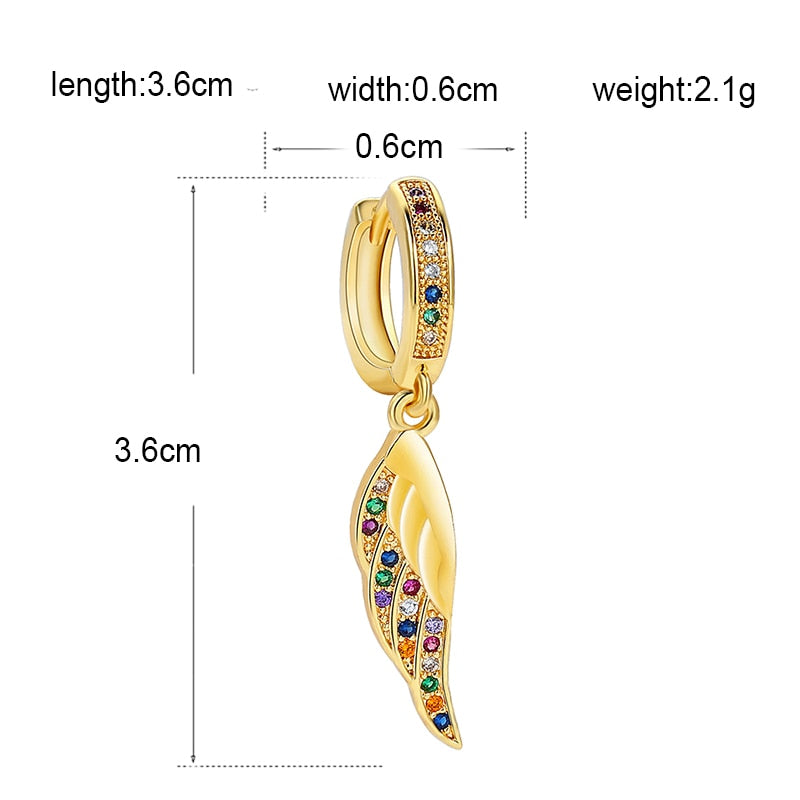 1pc Colorful Rhinestone Wing Cartilage Earring Ear Piercing Jewelry For Women