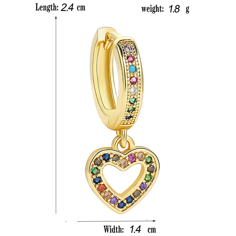1pc Colorful Rhinestone Heart Shape Cartilage Earring Ear Piercing For Women