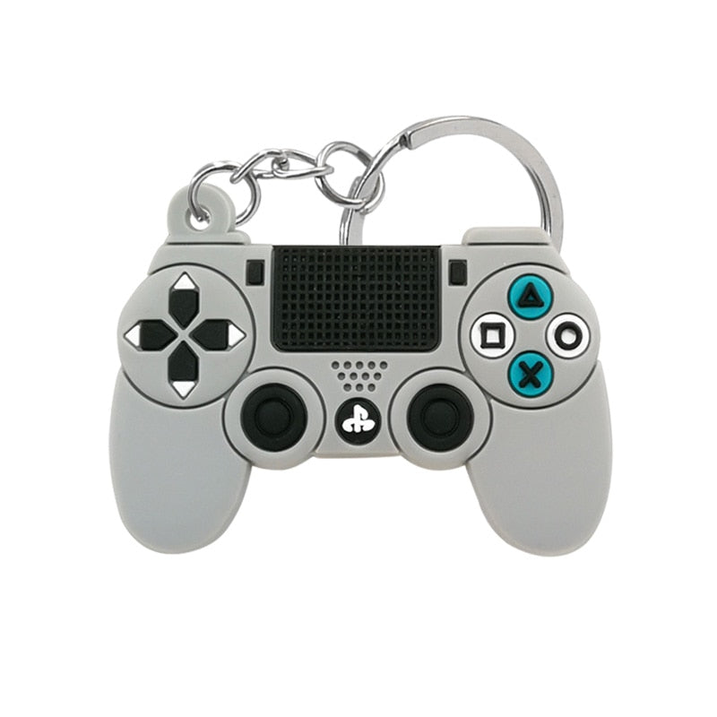 Light Grey Gamepad PVC Keyring Cute Cartoon Style Keychains Bag Car Pendant