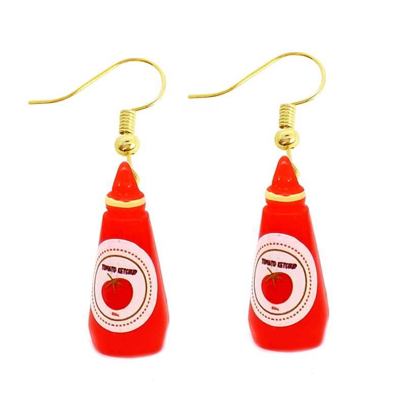 Resin Ketchup Bottle Drop Earrings Women Creativity Jewelry Cute Earring Girls