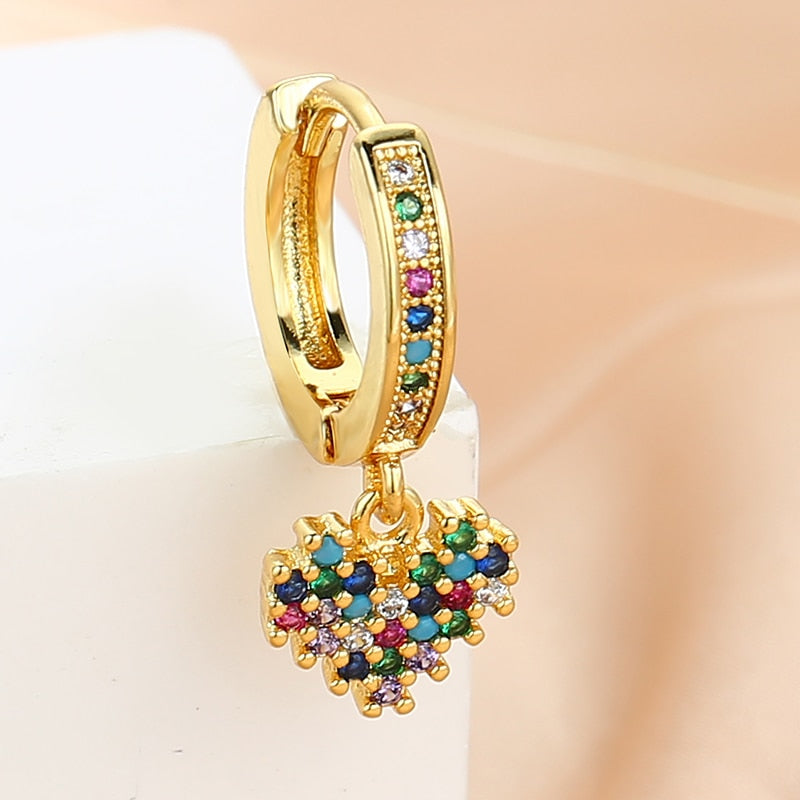 1pc Colorful Rhinestone Heart Cartilage Earring Ear Piercing For Women Girl