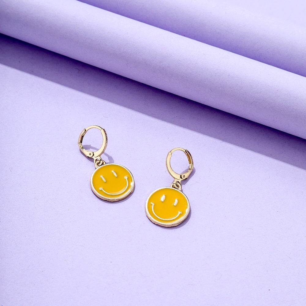 Orange Smile Pendant Drop Earrings Women Girl Fashion Trendy Jewelry Accessories