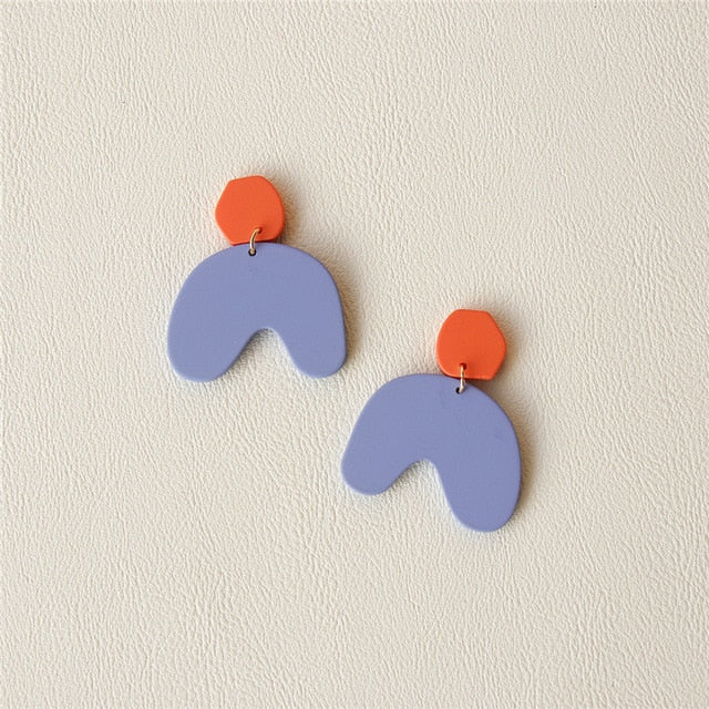 18 Styles Colorful Graffiti Geometric Oval Square Dangle Earrings Women Travel
