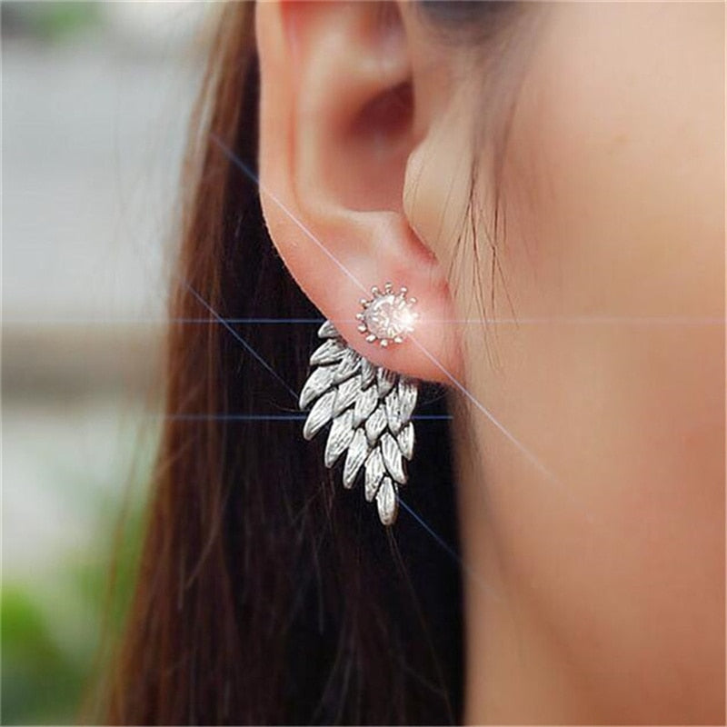Feather Wing Stud Earrings Women Fashion Jewelry Party Wedding Earrings Gift