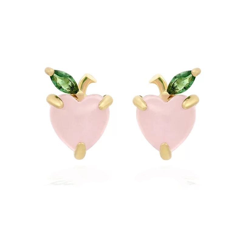 Peach Rhinestone Stud Earrings Cartoon Ear Pendants Accessories Women Jewelry