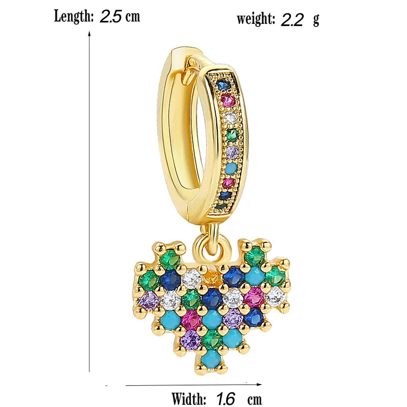 1pc Colorful Rhinestone Heart Cartilage Earring Ear Piercing For Women Girl
