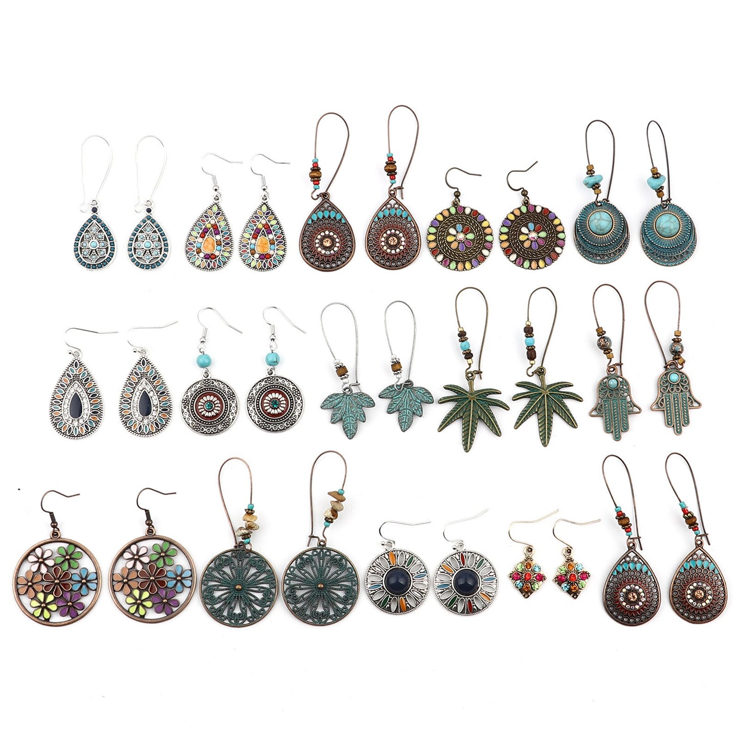 11 Styles Antique Copper Bronze Lady Cute Dangle Earrings for Women Jewelry