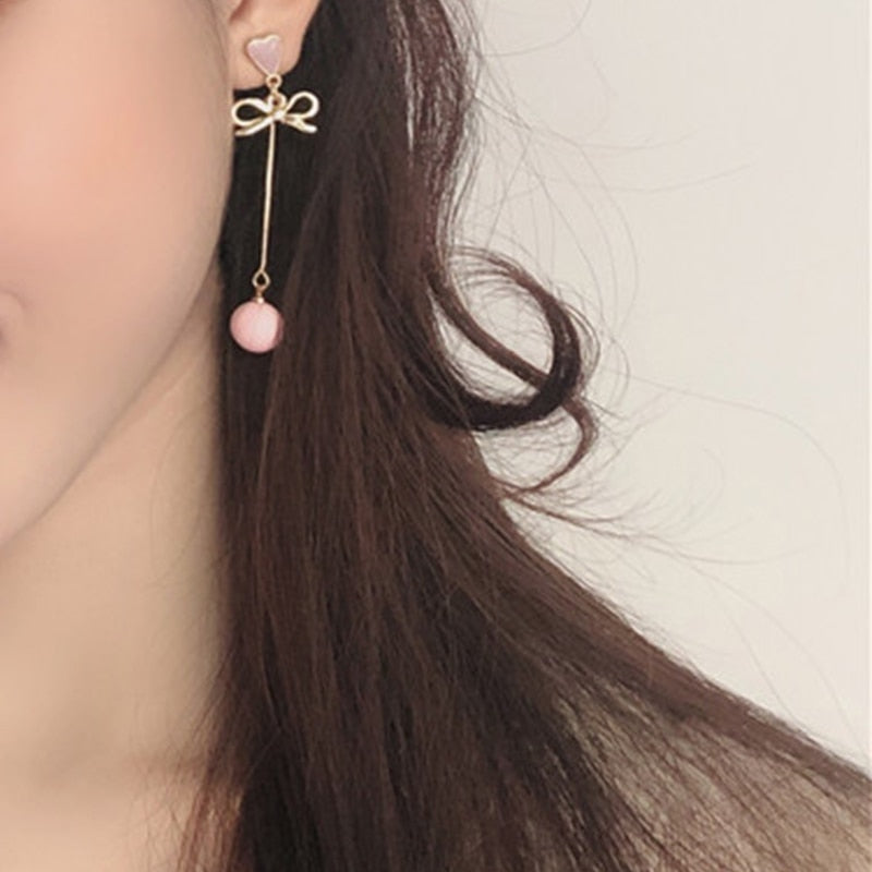 Rabbit and Bow Drop Earrings Women Party Wedding Jewelry Creative Gifts Earrings