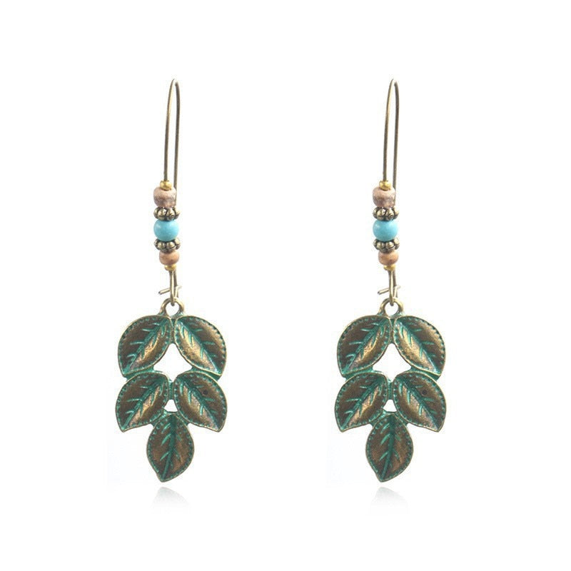 Leaves Turquoise Drop Charm Earrings For Women Girl Fashion Modern Jewelry Gift