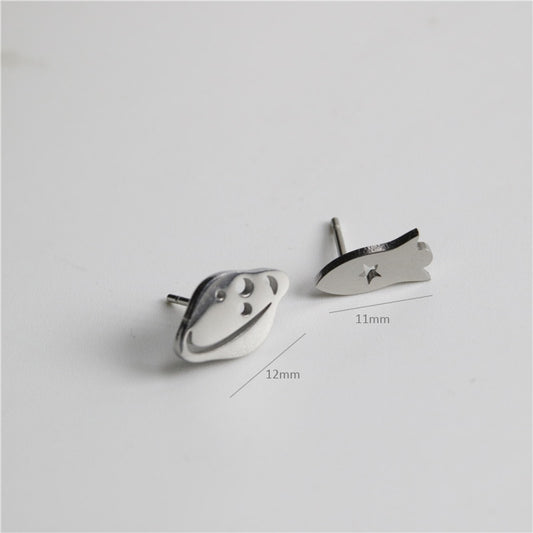 Planet Rocket Stainless Steel Earrings Women Jewelry Small Studs Gifts Earring