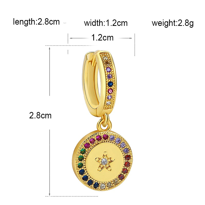 1pc Colorful Rhinestone Disc Cartilage Earring Ear Piercing For Women Girl