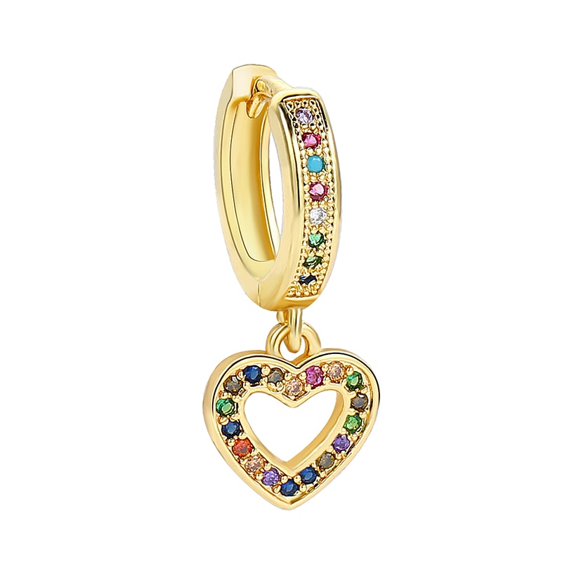 1pc Colorful Rhinestone Heart Shape Cartilage Earring Ear Piercing For Women