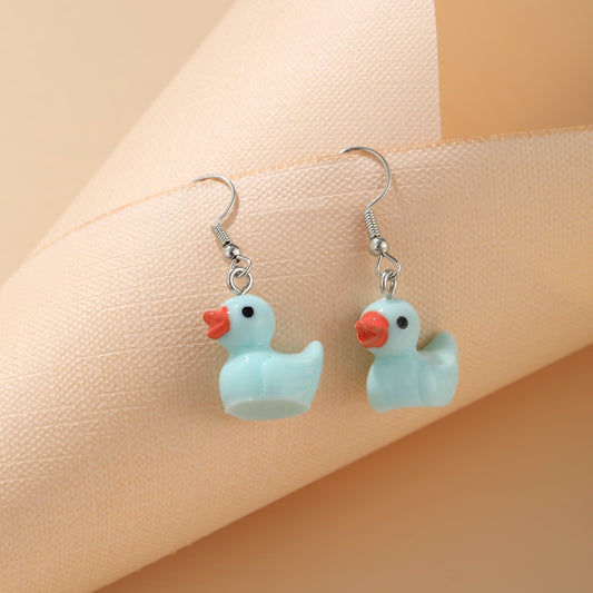 Aqua Blue Duck Drop Earrings Fashion Women Summer Party Jewelry Girls Gifts