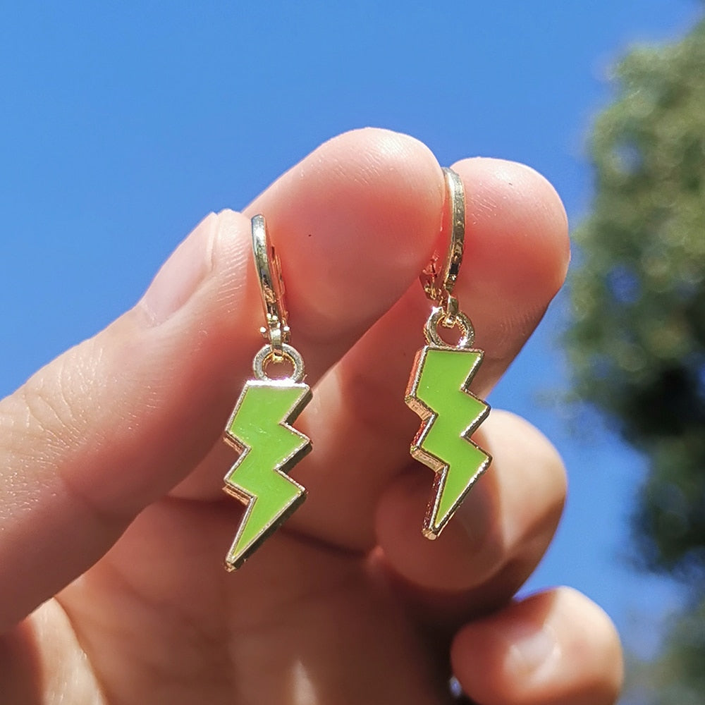 Green Lightning Drop Earrings Women Fashion Creative Art Cute Stylish Jewelry