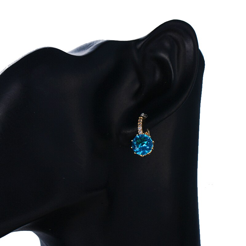 Blue Element Stud Earrings Women Zirconia Fashion Jewelry Girl Accessories